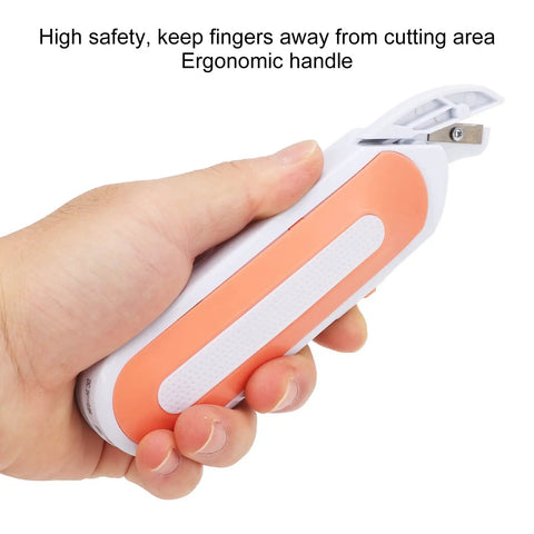 Cordless Electric Scissors For Cutting Fabric And Thick Leather Grab And Go Power Shears with ergonomic handle in hand.