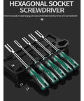 Premium Hex Socket Wrench Set Rocking Heavy Duty Steel Core For Zero Hassle Home Fixes And Quick Shop Repairs With Smooth Twelve Millimeter Bit. Hexagonal socket screwdrivers featuring chrome vanadium steel and anti-slip handles.
