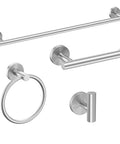 Brushed Nickel 4 Piece Bathroom Accessories Set, Wall Mounted, 18 Inch Towel Bar, Durable SUS304 Stainless Steel Bath Hardware With Toilet Paper Holder, Towel Ring, Robe Hook