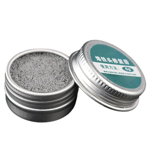 Open aluminum container of Soldering Iron Tip Tinner Cleaning Paste For Electronics Tools Pro Grade Lead Free Oxide Removal Restores Tip Activity