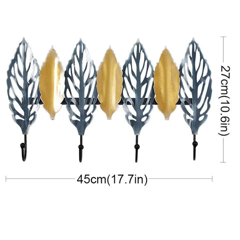 Wall Mounted Coat Rack With Slick Multi Hooks Sweet Creative Entryway Organizer For Jackets Handbags And Keys No Sweat, leaf design, 45cm wide.