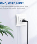 Black High Speed Cat6 Ethernet Patch Cable 6 Ft 2 Pack for Indoor Outdoor Use plugged into wall outlet.