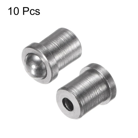 Bulk Pack Of 10 3Mm By 4Mm Top Shelf 304 Stainless Steel Ball Spring Plungers For Cabinet Doors Drawers Clamps Machinery Solid As A Rock Snappy Click Furniture Gear, showing two stainless steel plungers.