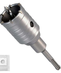 REKCKRUL 2-inch concrete hole saw with SDS-Plus shank and dust bag, silver metal construction
