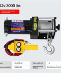 Heavy Duty 12V Electric Hoist Winch For Car ATV Boat With 3500 LBS Pulling Capacity Synthetic Rope Waterproof Offroad Recovery Gear And Workshop Tool with wired remote control.