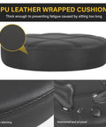 PU leather cushion detail of Round Rolling Stool with Footrest and PU Leather Seat Adjustable 360 Degree Swivel Wheels Office Chair