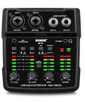 Front view of M12 USB Audio Interface With 2 Channel Mixer XLR And 3.5mm Input 48V Phantom Power Sound Card