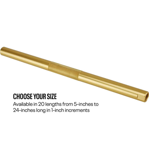 Beefed Up Heavy Duty Aluminum Tie Rod Sleeve Seven Eighths Inch OD Ten Inch Long 6061T6 Anodized Adjustable Tube, gold finish