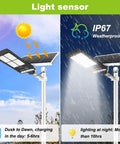Super Bright 400W Solar Street Light With Motion Sensor Dusk To Dawn IP67 Waterproof Outdoor Flood Light in sunlight and rain