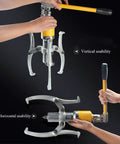 Heavy Duty 50 Ton Hydraulic Bearing Puller And Three Jaw Gear Separator shown in vertical and horizontal usability angles.