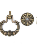 Set Of 4 Vintage Antique Brass Ring Pull Handles For Drawers Cabinets Dressers And Wardrobes Large Size With Disk Base Pumpkin Style
