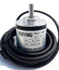 Incremental Magnetic Rotary Encoder 38Mm OD With 6Mm Shaft ABZ Push Pull Output visible with cable and 6mm shaft