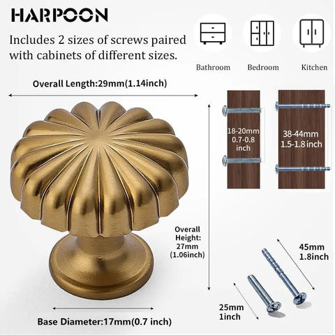 10 Pack Retro Vintage Round Cabinet Knobs 1.1 Inch Diameter Champagne Bronze Zinc Alloy Hardware For Kitchen Cabinets Drawers