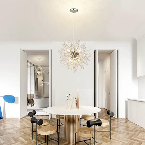 Modern Crystal Chandeliers Dandelion Firework Sputnik Pendant Lighting Eight Light Fixtures With G9 Bulbs Dimmable in dining room