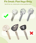 Illustration showing compatible small flat keys and incompatible larger keys for 24 Pack 0.9 Inch Round Key Caps Set In 8 Colors.