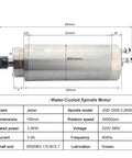 3.2kw Water Cooled Cnc Spindle Motor With Er20 Collet For Heavy Duty Engraving Milling And Drilling showing dimensions and specifications.