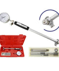 Digital Caliper, Dial Indicator Inner Diameter Gauge Measuring Rod Tool Set with measuring tools in red case and detailed dial.