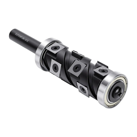Aolidsive Flush Trimming Router Bit With Reversible Carbide Insert And Precision Bearing, 1/2 inch shank, showing cutting edge and smooth finish.