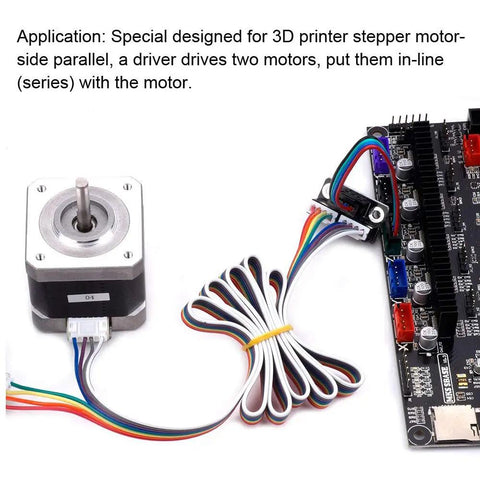 Kickstart Your Printer Rig With These Dope Stepper Motor Parallel Boards Built For Hassle Free Dual Z Axis Tuning Comes With Two Quick Connect Units Plus Snappy Short Lead Cables Fits Great On Standard Creality And Prusa Machines showing a stepper motor connected to a wiring board.