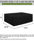 Heavy Duty 600D All Weather Patio Furniture Cover for Rectangular Tables and Chair Sets, 110L x 84W x 28H, black