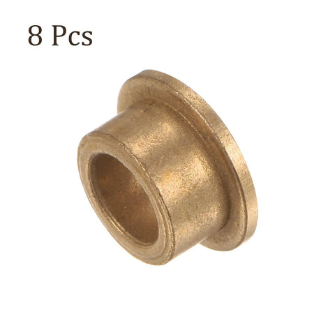 Eight Piece Bronze Oilless Flanged Sleeve Bearing Set 8mm x 12mm x 8mm Self Lubricating Bushing For Machinery Maintenance Free Low Noise Wear Resistant Corrosion Resistant Gold Finish, 8 pcs