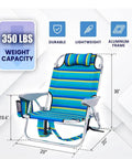 Portable Camping Recliner Chair For Adults With 5 Adjustable Positions, headrest, cup holder, and 350 lbs capacity