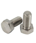 Hardcore Pure Titanium External Hex Bolts Built Different From Top Tier GR2 Alloy With Clean Bright Finish Bulk Crate Heavy Duty DIN933 Fasteners For Big Time Workshops And Rugged Builds, angled view of two bolts.