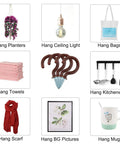 Cup Ceiling Hooks 1 Inch Vinyl Coated Metal Screw In Holder Hooks For Home Office Plants Outdoor Lights Hanger Brown Pack Of 20 displayed with usage examples for various items.