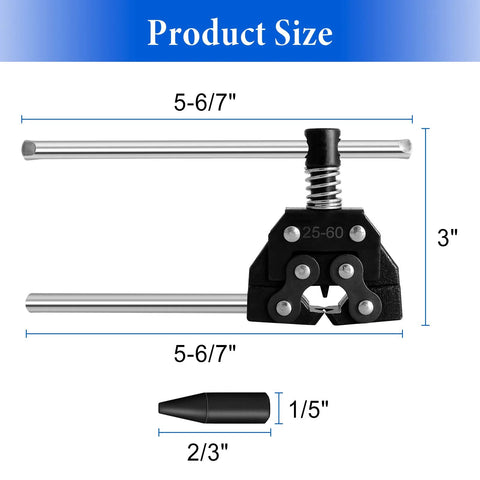 Belleone chain breaker tool for roller chains (#25–60); T-handle with spring, black clamp, steel pins