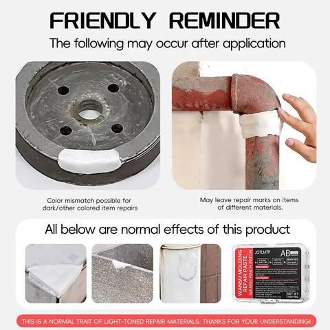 Heavy Duty Epoxy Putty 200g Two Component AB Kit for fast repair on metal and pipes, shown sealing leaks and patching cracks.
