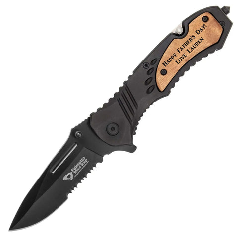 Custom Engraved Pocket Knife For Hunting And Camping Everyday Carry EDC With Wood Handle Personalized Gift 4.5 Inch