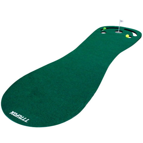 Indoor and Outdoor Golf Putting Practice Mat Set With 78 By 24 Inch Realistic Green featuring holes and flag