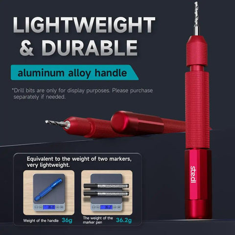 Ultra Precision Pin Vise Hand Drill With Double Bearings, Smooth As Silk For Gundam Kits And Miniatures, Right On For 3D Resin Parts, Rust Resistant, Durable Mini Drill In Red
