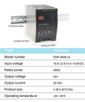 Industrial Grade 480W 24V DC-DC Converter With Wide 16.8 To 33.6V Input, -40°F To 176°F Operating Temp, DIN rail mount image