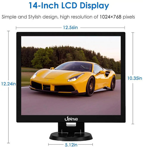 14 Inch Portable All In One Security Monitor With 1024x768 LCD 4:3 TFT Panel Multi Input showing a yellow car in motion
