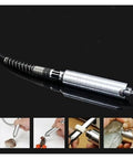 Badass 800W Heavy Duty Gemstone Polishing Machine Dual Head Bench Grinder With Flexible Shaft For Crystal Stone Engraving And Stepless Speed Control Pure Copper Motor, close-up of flexible shaft and engraving attachments.