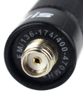 Close-up of connector on Beefed Up SMA Female Ham Radio Antenna 7.9 Inch Whip For VHF UHF 144 430 MHz With Low VSWR Under 1.5 2.15dBi Gain