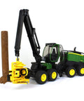 1:16 Scale Harvester Toy With Rotating Cab And Tree Trunk Access, Realistic Forestry Vehicle For Kids, Durable Plastic Windows