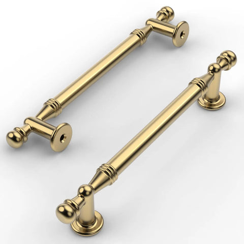 Top Shelf Champagne Bronze Cabinet Pulls With Five Inch Hole Centers Freshen Up Your Kitchen Or Bathroom Setup Includes Ten Hefty Drawer Handles Built Tough For Everyday Hustle And A Slick Coating That Really Steps Up The Vibe, displayed at an angle