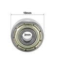 Deep Groove Ball Bearing 623ZZ Double Shield Chrome Steel 3x10x4 mm ABEC 1 front view with size dimensions labeled.