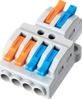 10 Pack Lever Wire Connectors For Quick Wiring Push In Conductor Terminal Block 2 In 4 Out Durable Nylon PA66 Shell With Tinned Copper Conductors And Stainless Steel Springs