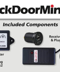 Big Rig Cargo Door Alert And Roll Up Opener Security Monitor With Straight Plug 12 Volt Power And Dual Usb Charging Ports, includes transmitter, receiver, and screws.