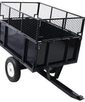 Heavy Duty Steel Dump Cart For ATVs And Tractors 22 Cu Ft Yard Trailer With Removable Sides 10 Inch Flat Free Tires