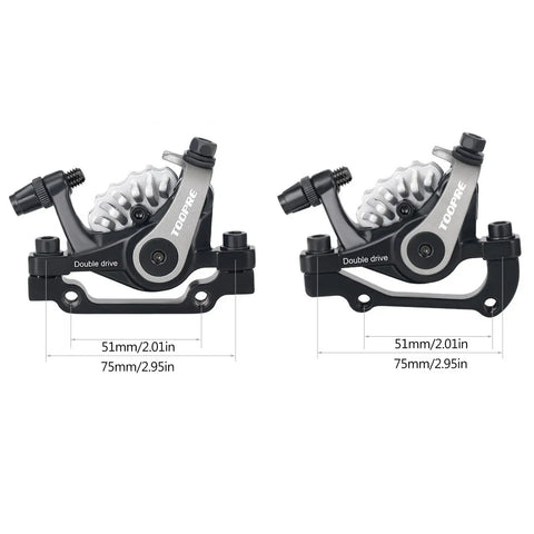 Heavy Duty Aluminum Alloy Disc Brake Kit For Electric And Mountain Bikes Featuring Dual Piston Hydraulic Calipers shown from the front view.