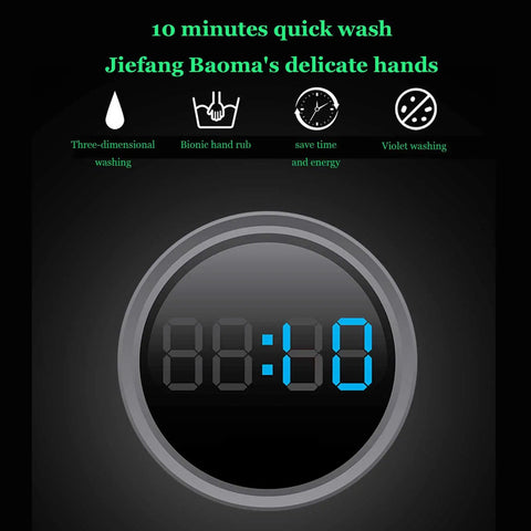 Digital timer display showing 10 minutes for quick wash on the Compact Portable Washing Machine With Integrated Drying Bucket And Quick Drain Hose 3.8 Kilogram Capacity Mini Clothes Washer Ideal For Tight Spaces Dorm Life And No Sweat Laundry Sessions.