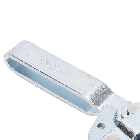 Vertical Quick Release Toggle Clamp With 450 Kg Holding Capacity For Woodworking Machine Assembly In Polished Galvanized Iron Body Built Tough For Industrial Clamping And Precise Component Positioning, close-up handle