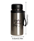 Insulated Water Bottle For On The Go Hydration 800ml Stainless Steel Flask with double wall thermal cup and text 'Lucky Every Day'