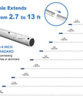 13-foot aluminum pole extension diagram, Deluxe Five-In-One Pool Cleaning Kit With Detachable 20-Inch Brush Head, Semi-Deep Skimmer Net.