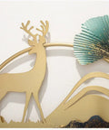 Modern Wall Mounted Coat Rack Featuring Five Sturdy Metal Hooks To Level Up Your Daily Routine And Bring A Tight Organized Lineup To Any Hallway Bedroom Or Living Room Space in gold with a deer design.