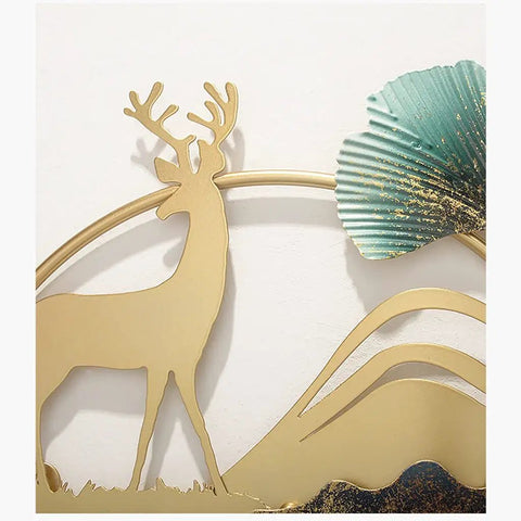 Modern Wall Mounted Coat Rack Featuring Five Sturdy Metal Hooks To Level Up Your Daily Routine And Bring A Tight Organized Lineup To Any Hallway Bedroom Or Living Room Space in gold with a deer design.